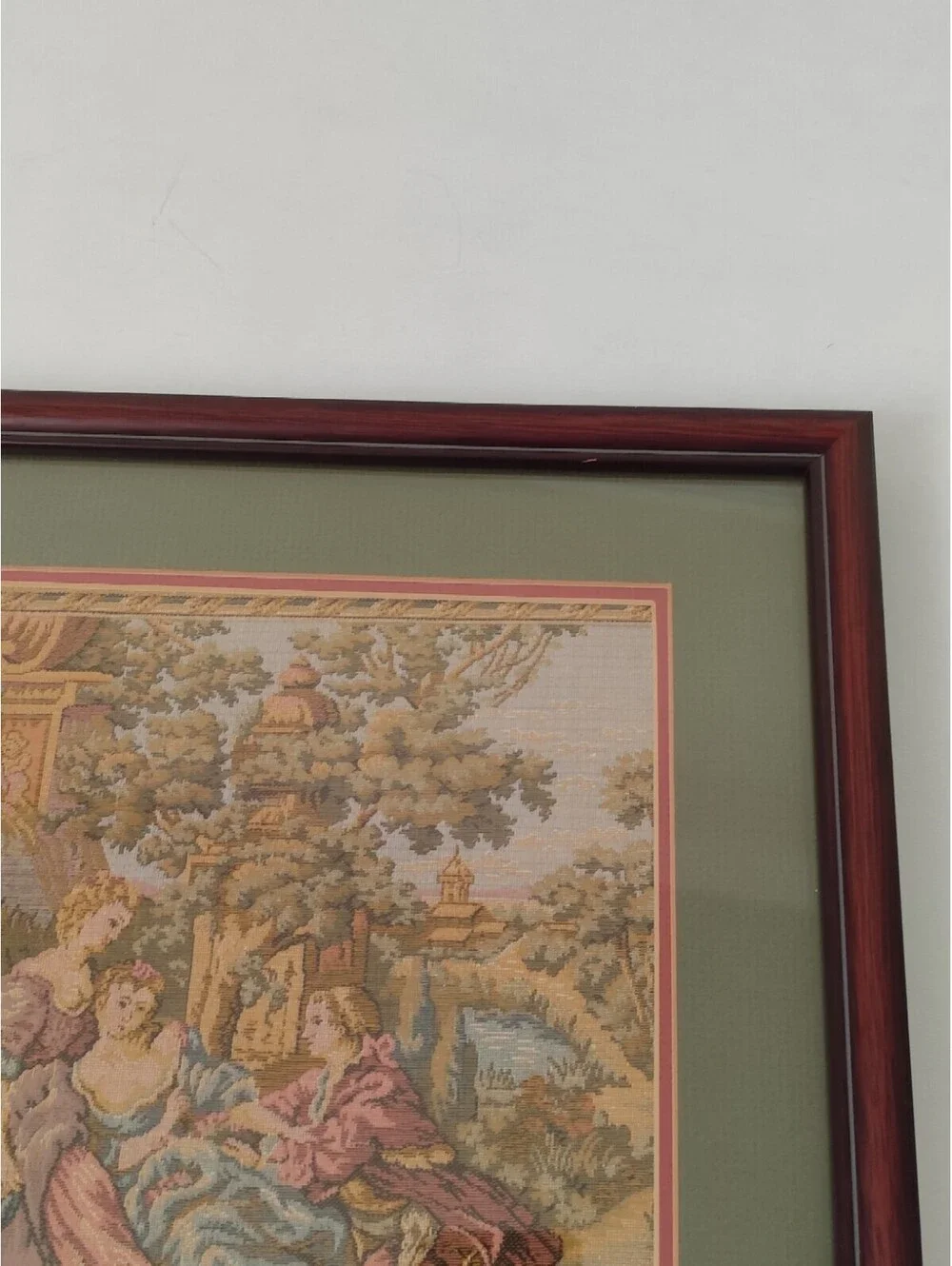 Vintage France Gobelin  Tapestry Versailles Victorian Garden Scene 13